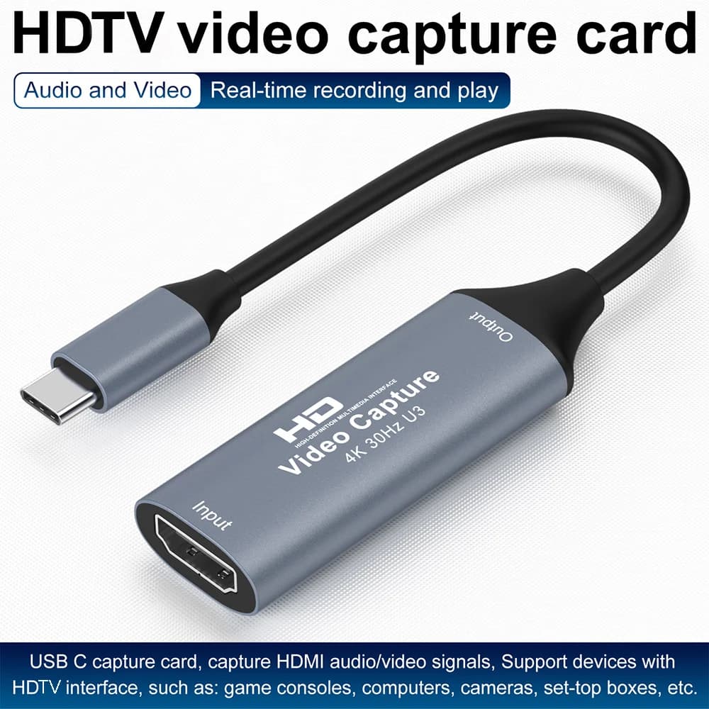 Scheda di acquisizione video compatibile HDMI con tipo C 3.0 Grabber di gioco per PS5 Xbox Switch Fotocamera per telefono USBC 3.1 MacBook iPad
