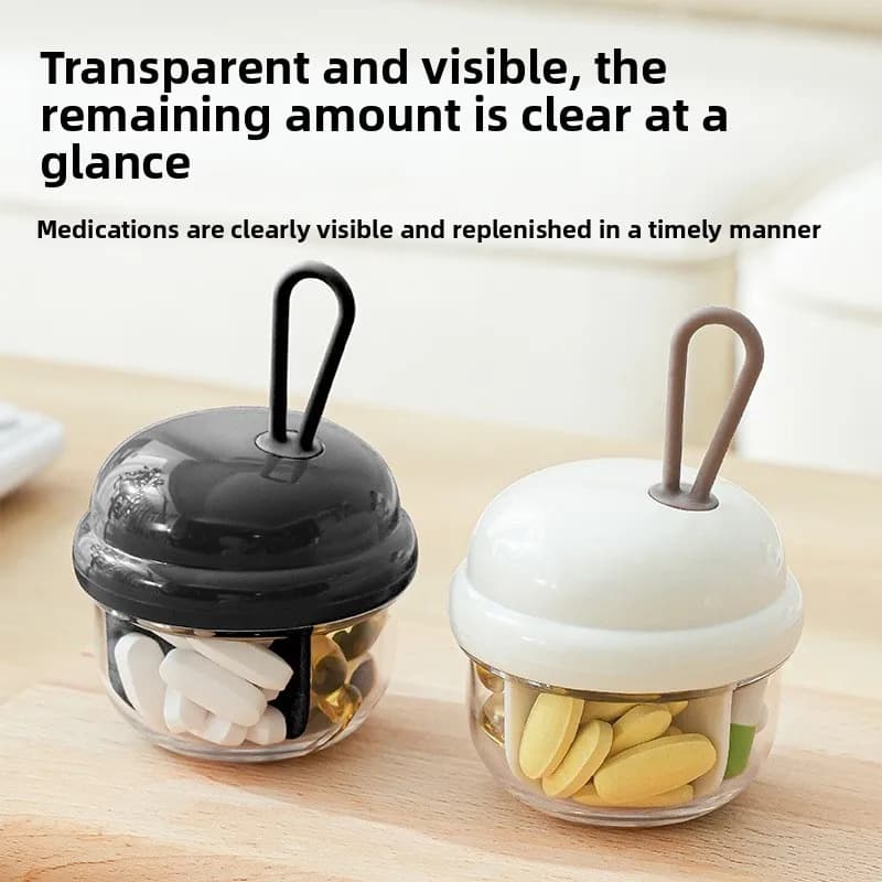 Scatola Portatile Mini per Medicinali, Ideale per Viaggi, Contenitore Trasparente a Quattro Scomparti per Pillole e Vitamine