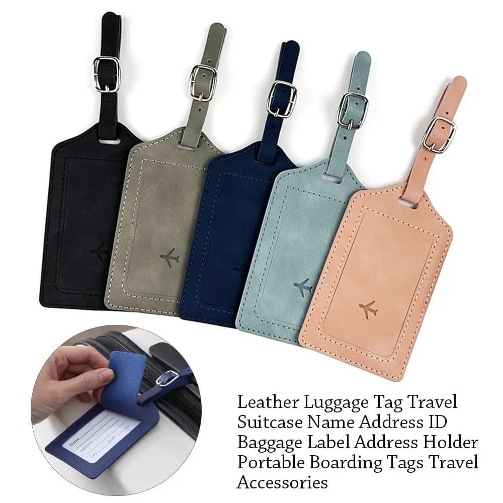 Valigia in pelle Nome Indirizzo ID Etichetta per bagagli Etichetta per bagagli Porta indirizzo Etichette per imbarco Accessori da viaggio