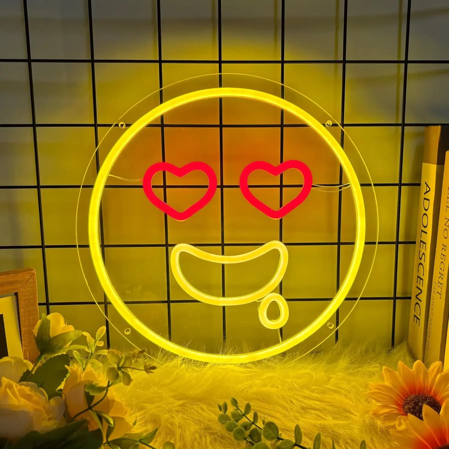Insegna al Neon con Faccina Sorridente, Luce LED USB per Bar, Saloni di Bellezza, Sale Giochi, Feste, Camere dei Bambini, Decorazione, Regalo di Compleanno
