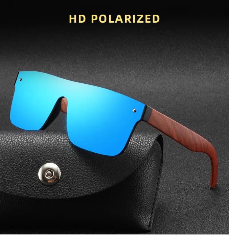 Men's Outdoor Sports Polarized Sunglasses Driving Sunshade Sun Glasses Trendy Bamboo and Wood spring Feet Eyewear UV400 Shade