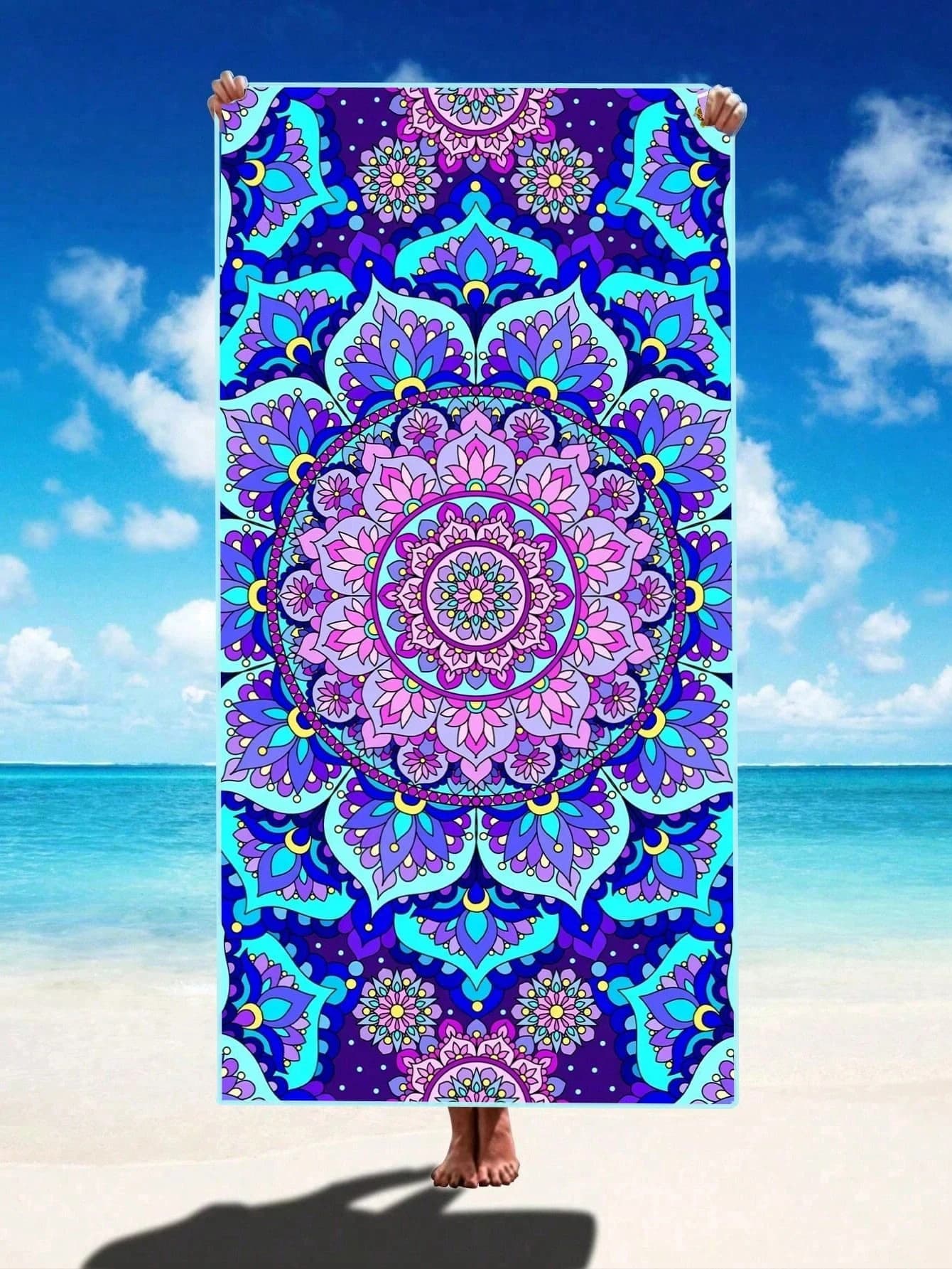 Telo Mare Mandala, in Microfibra Morbida Assorbente ad Asciugatura Rapida, Oversize per Spiaggia Piscina Viaggi, Asciugamano da Bagno con Stampa Floreale Boho per Adulti