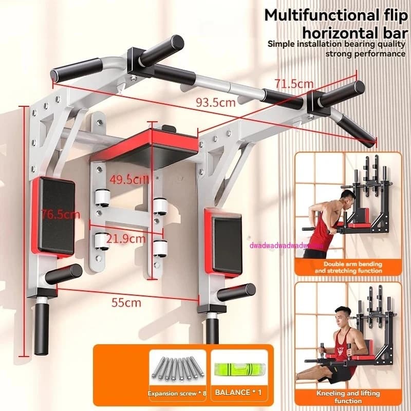 Traction device Horizontal bar for wall drilling Wall shelves for single and double bar interior for domestic use, exercise and fitness equipment