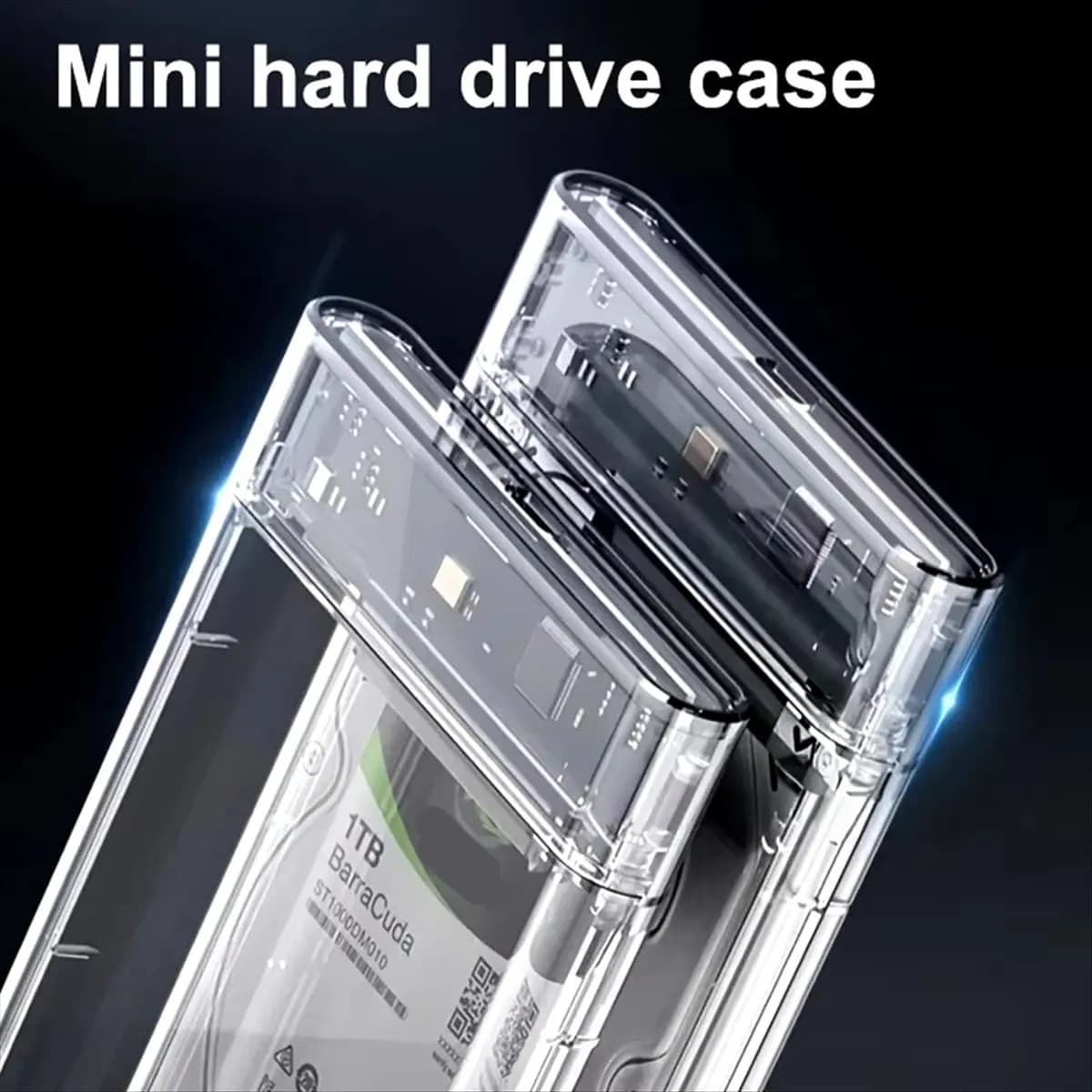Fashion 2.5 Inch HDD SSD Case to USB 3.1 Type C 4TB Transparent External Hard Drive Housing Compatible UASP III Laptop