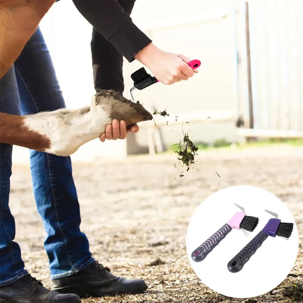 2 Pezzi Spazzola per la Pulizia degli Zoccoli di Cavallo, Strumento Multiuso per la Cura degli Zoccoli di Cavallo e delle Suole delle Scarpe da Trekking, Materiali PP TPE di Alta Qualità