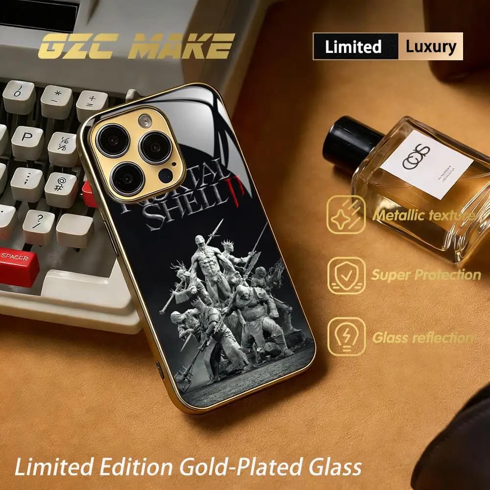 Hot cool 2Mortal Shell Il Phone Case For iphone 17 16 15 14 13 12 11Pro Plus Max Gold-plated glass Phone Case