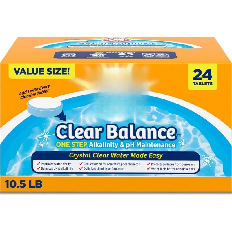 Clear Balance Swimming Pool Alkalinity pH Maintenance Tablets, White, 1 Pack, 24 Count