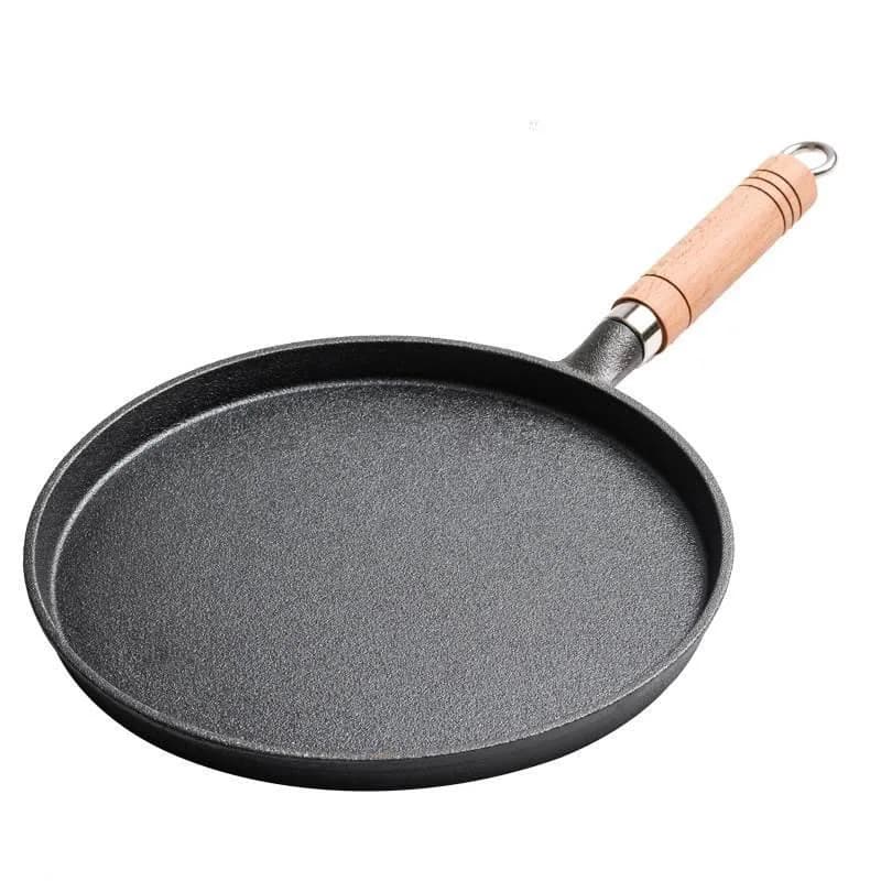 Padella in ghisa non rivestita Piastra multiuso antiaderente per pancake Pizza Cottura fornello Strumento di cottura superiore Anti fuoriuscite di olio