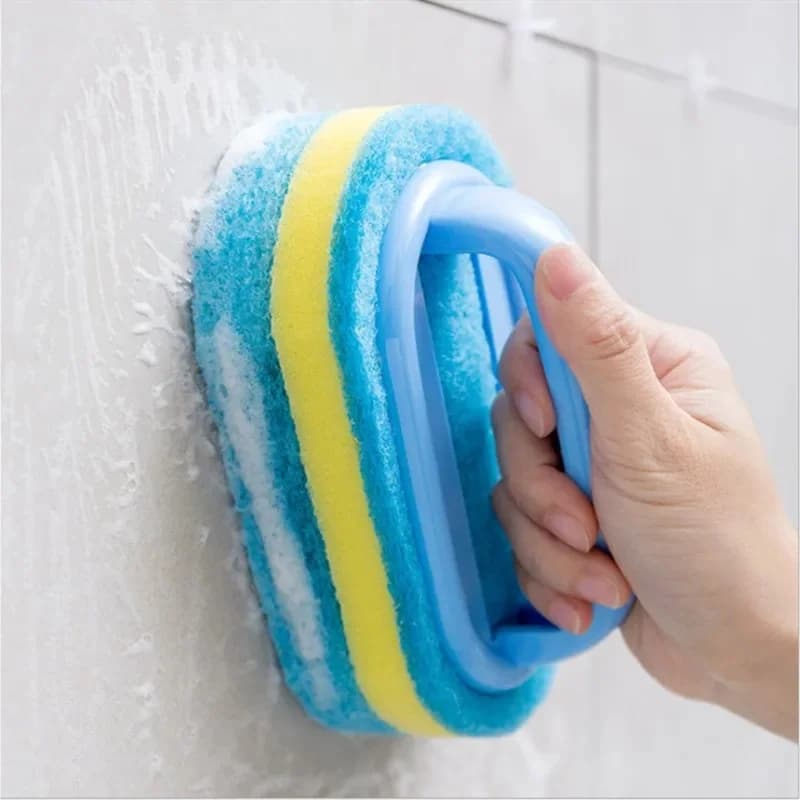 Thickened Handle Cleaning Sponge Brush Household Stain Remover for Kitchen Bathroom Tile
