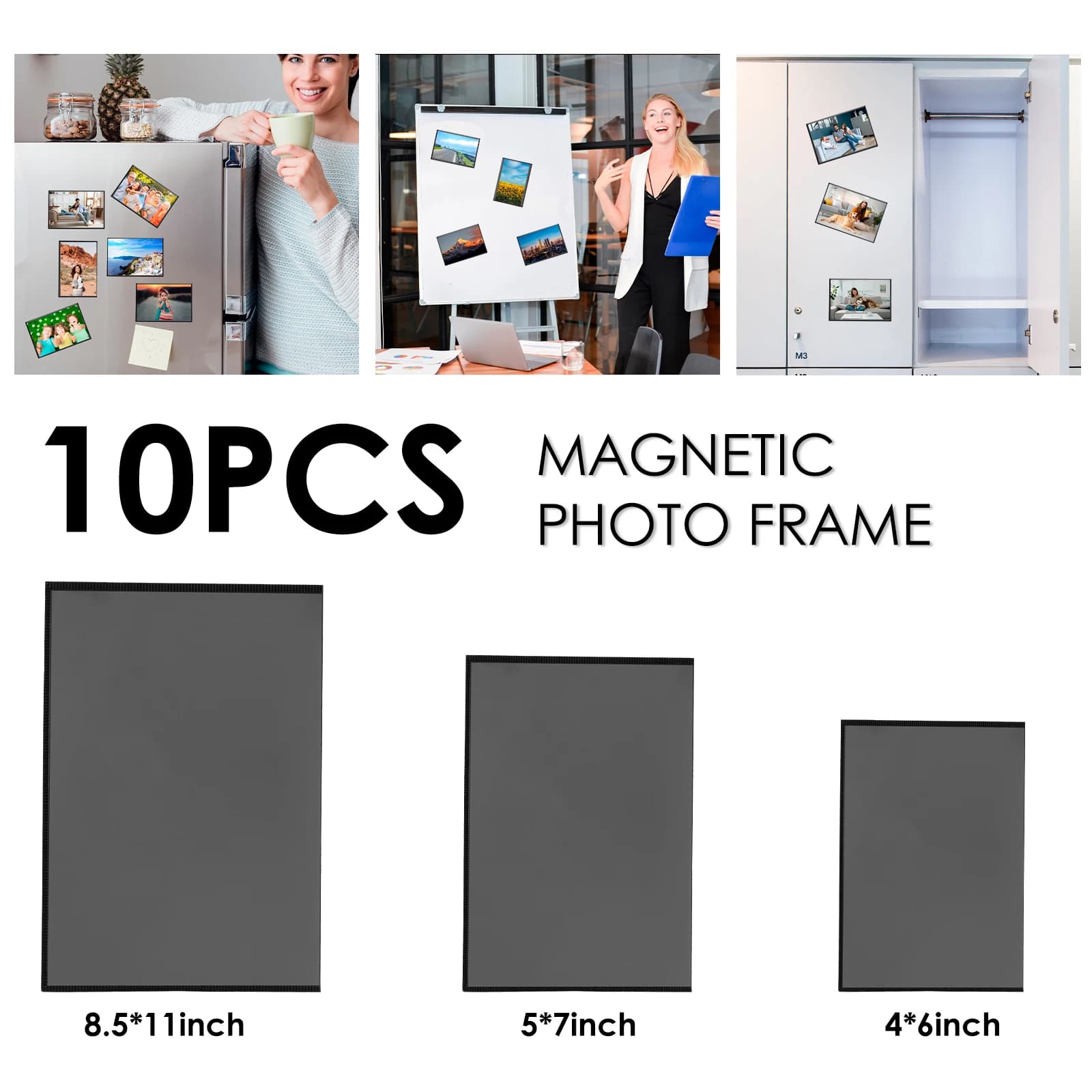 Cornici magnetiche da 10 pezzi Tasca magnetica per foto Portafoto magnetico riutilizzabile Cornice per foto magnetica in PVC trasparente per