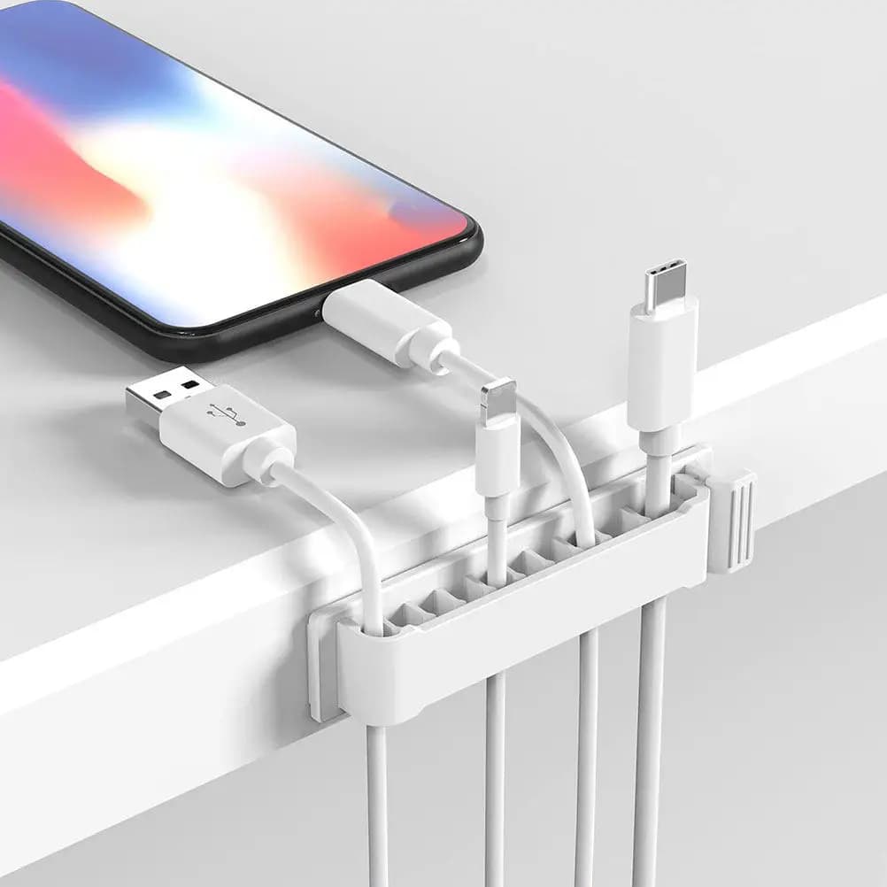 Set di 3 Clip Portacavi con 10 Slot, Organizzatori Adesivi per Cavi, Supporti per Cavi USB e Cuffie da Scrivania