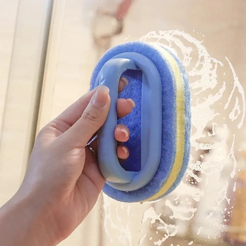 1 spugna per la pulizia della cucina e del bagno, spazzola con manico, accessori per la casa, perfetti per pareti in vetro, WC, ceramica