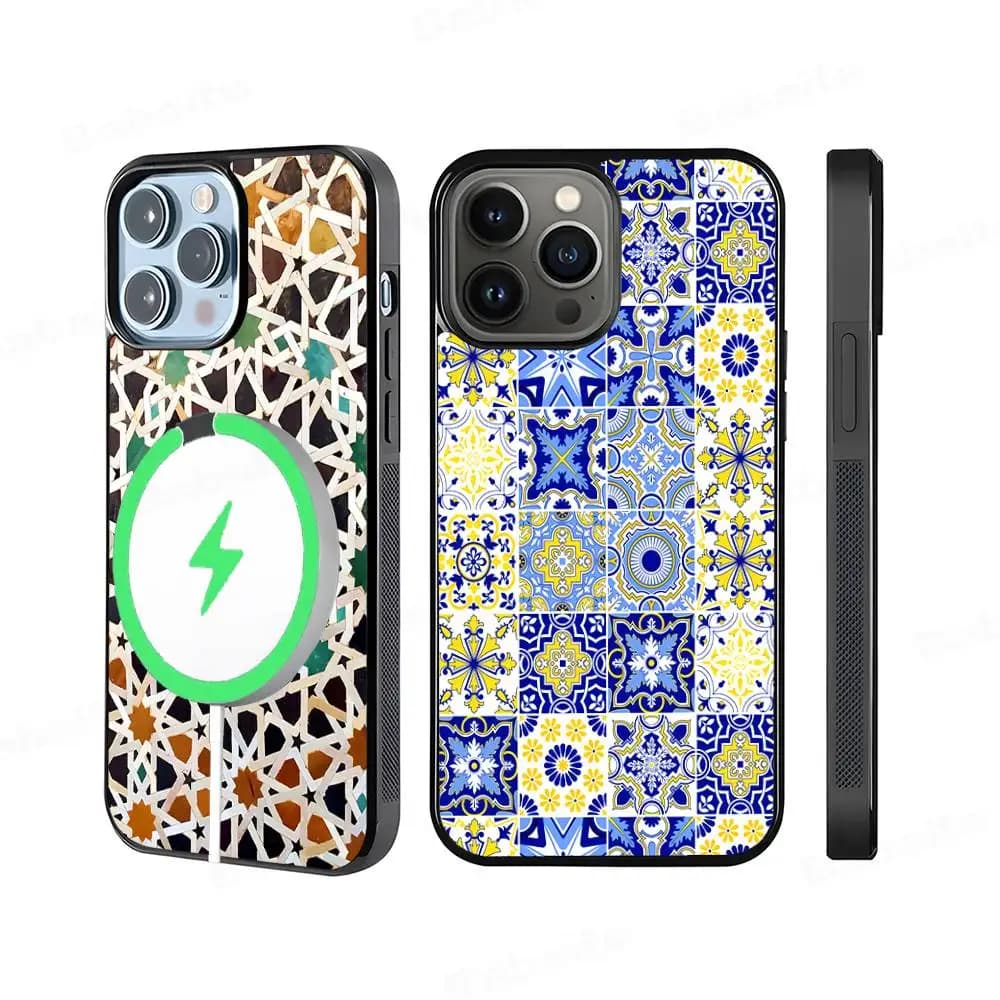 Moroccan Tile Phone Case For iPhone 16 15 14 13 12 11 17 Pro Max Plus Magnetic Wireless Cover