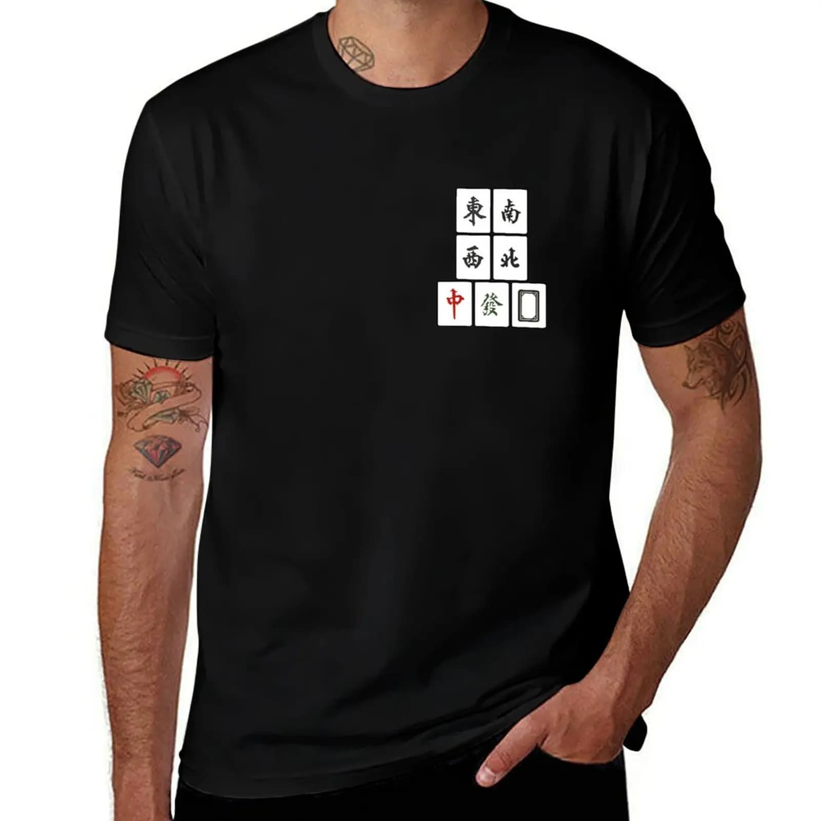 Mahjong Tile Honors 'Faan' T-Shirt Plus Size Lightweight Tee Shirt