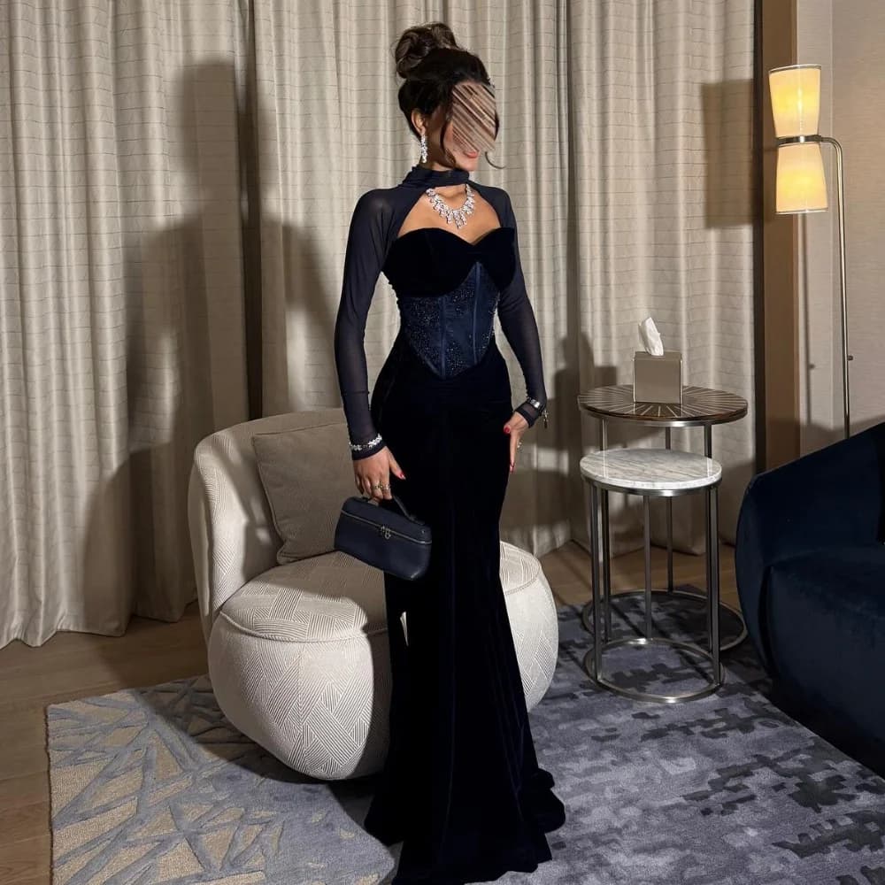Abiti lunghi personalizzati con scollo quadrato a sirena con paillettes in velluto moda sexy personalizzati Abiti da cerimonia su misura Taglie disponibili Retro