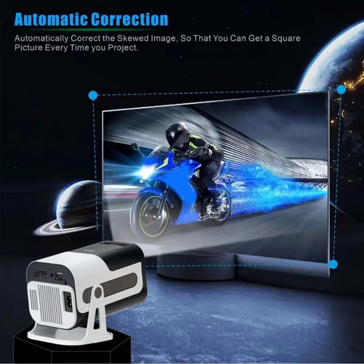 Mini proiettore JY320 720P Supporto Android 13 4K, 180 ANSI, WiFi 6, BT 5.0, Cinema 180 ° SPINA AU per proiezione video girevole