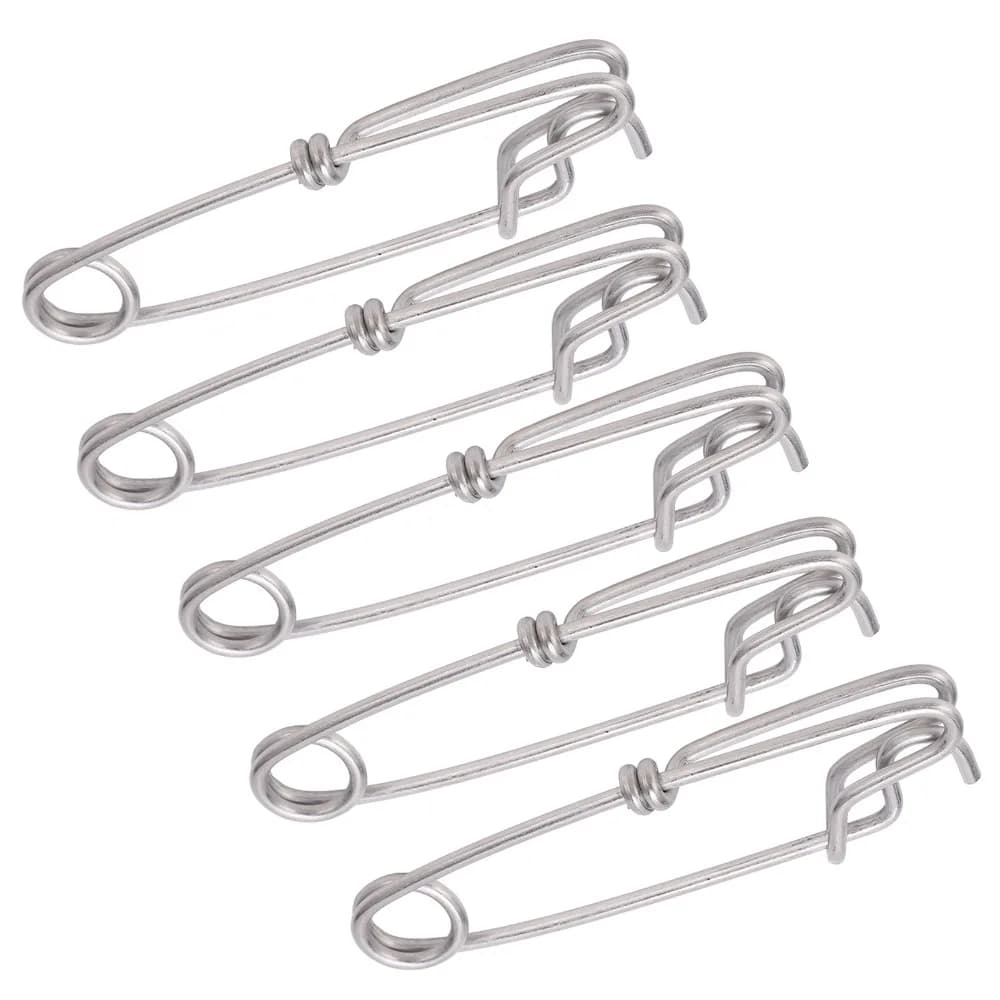 5 pezzi durevoli clip a linea lunga in acciaio inossidabile 5 dimensioni connettori da pesca facili da accensione/spegnimento perno a occhiello chiuso pesca in acqua salata