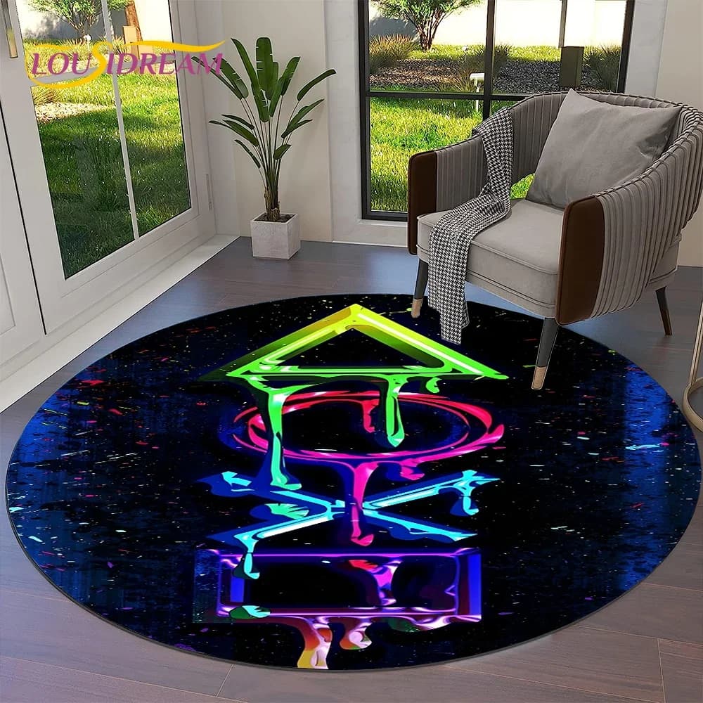 Gamepad Cartoon Game Gamer Tappeto rotondo Tappeto per soggiorno Camera da letto Decorazione sedia sala giochi per bambini, Tappeto per animali domestici Tappetino antiscivolo
