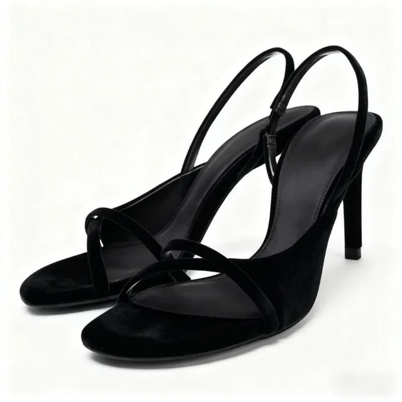 Designer sexy high heels woman strap cross side cable fashion banquet elegant shoes sandals with mature velvet heel lady tanned