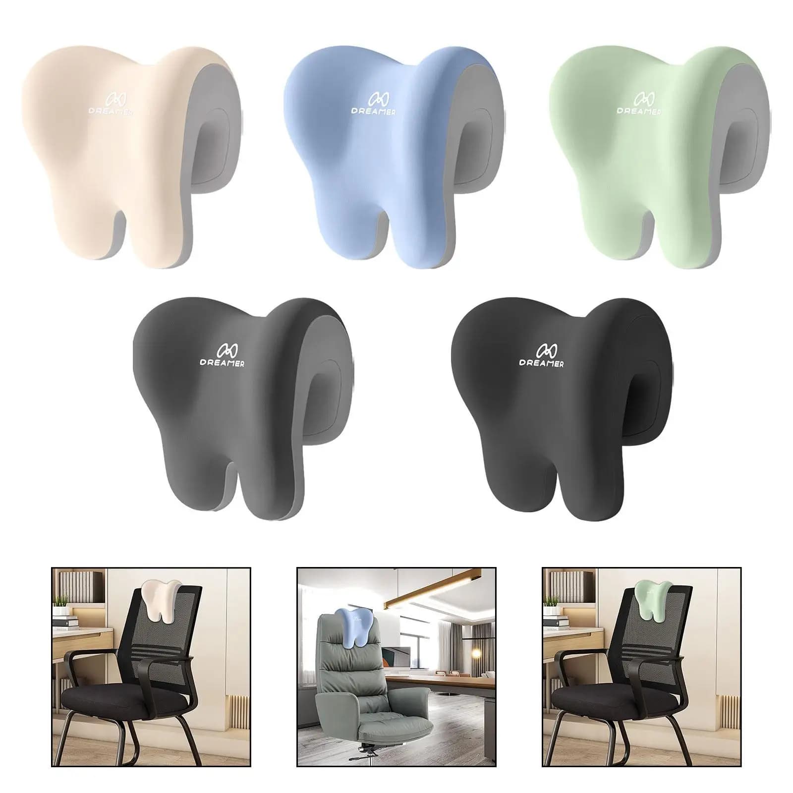 Adjustable Memory Foam Nap Pillow Neck Support Headrest Office Chair Comfortable Breathable Cushion for Car Bedroom