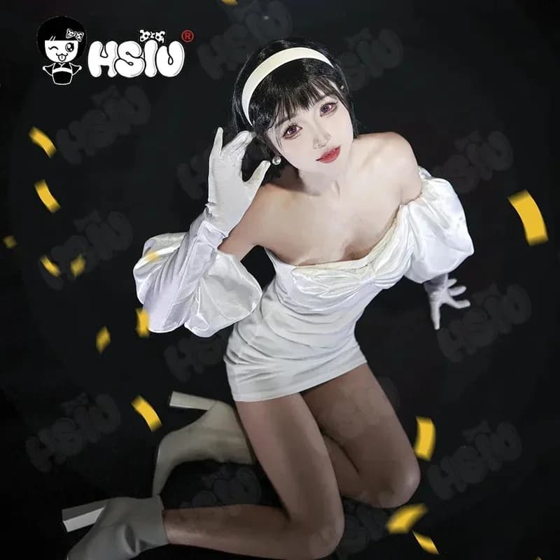 Anime alien stage Costume White dress Full short black hair Sua cosplay Clothing Wigs;3,k8't,