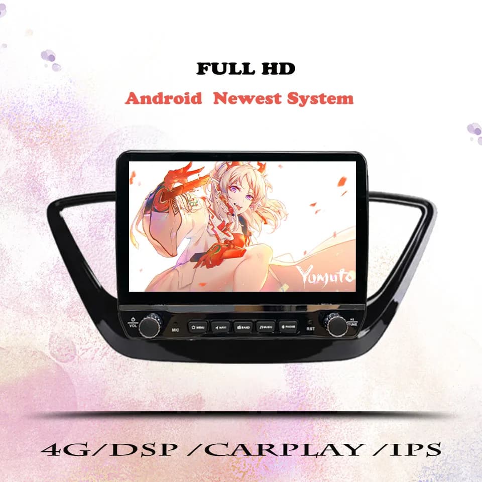 Autoradio 10'' AM FM Video Stereo con Lettore DVD e Cassette per Hyundai Solaris Verna 2017-2020, Sistema GPS Intelligente per Auto con Carplay
