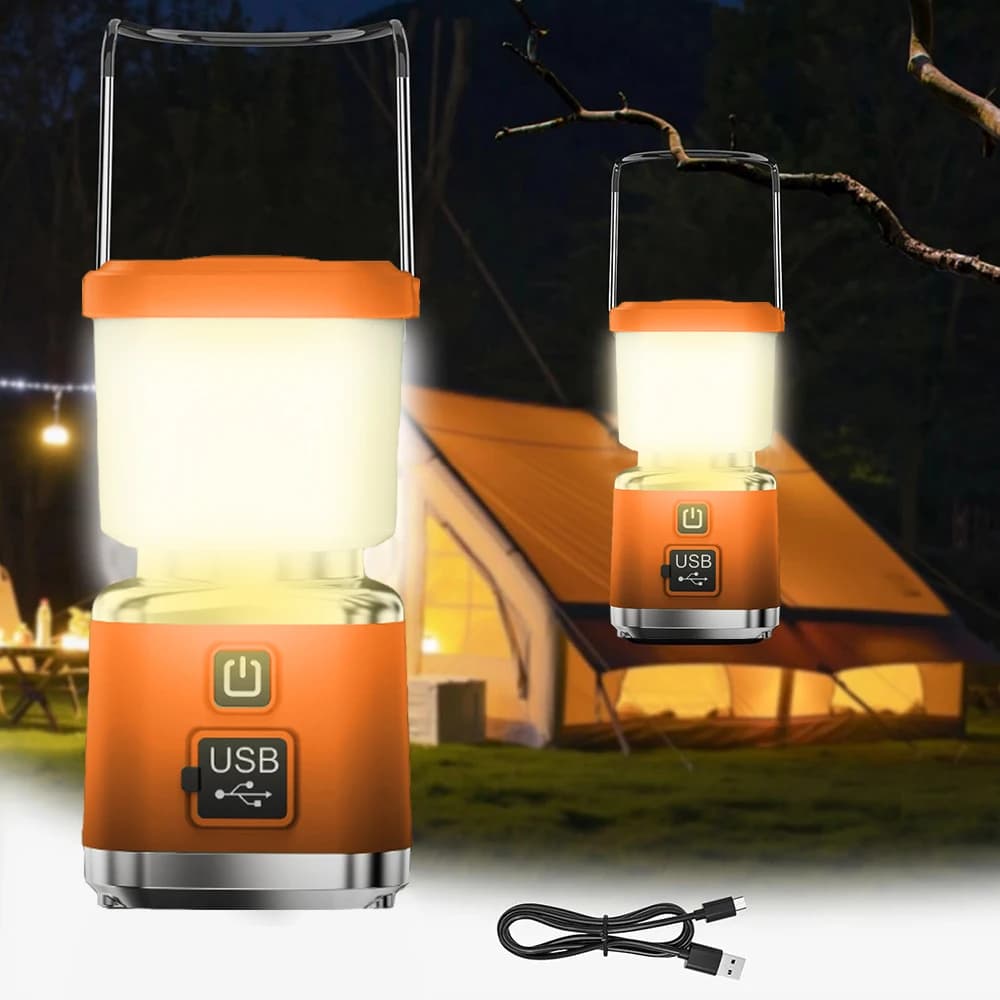 Nuova Luce da Campeggio Portatile con Power Bank, Stringa LED con Maniglie, 4 Livelli di Illuminazione, Dimmerabile, Impermeabile, per Tenda da Esterno