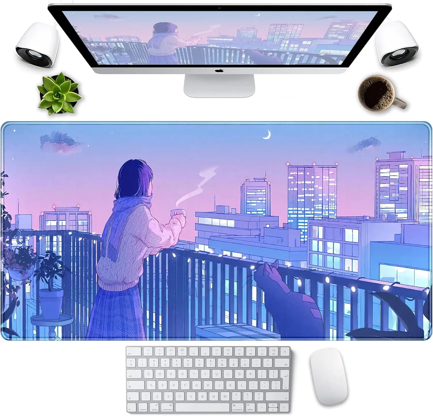 Anime Kawaii Tappetino da scrivania Mousepad XXL Tappetino per mouse da gioco di grandi dimensioni Tokyo Street Desk MatGamer Computer desktop Tastiera portatile Tappetino per mouse