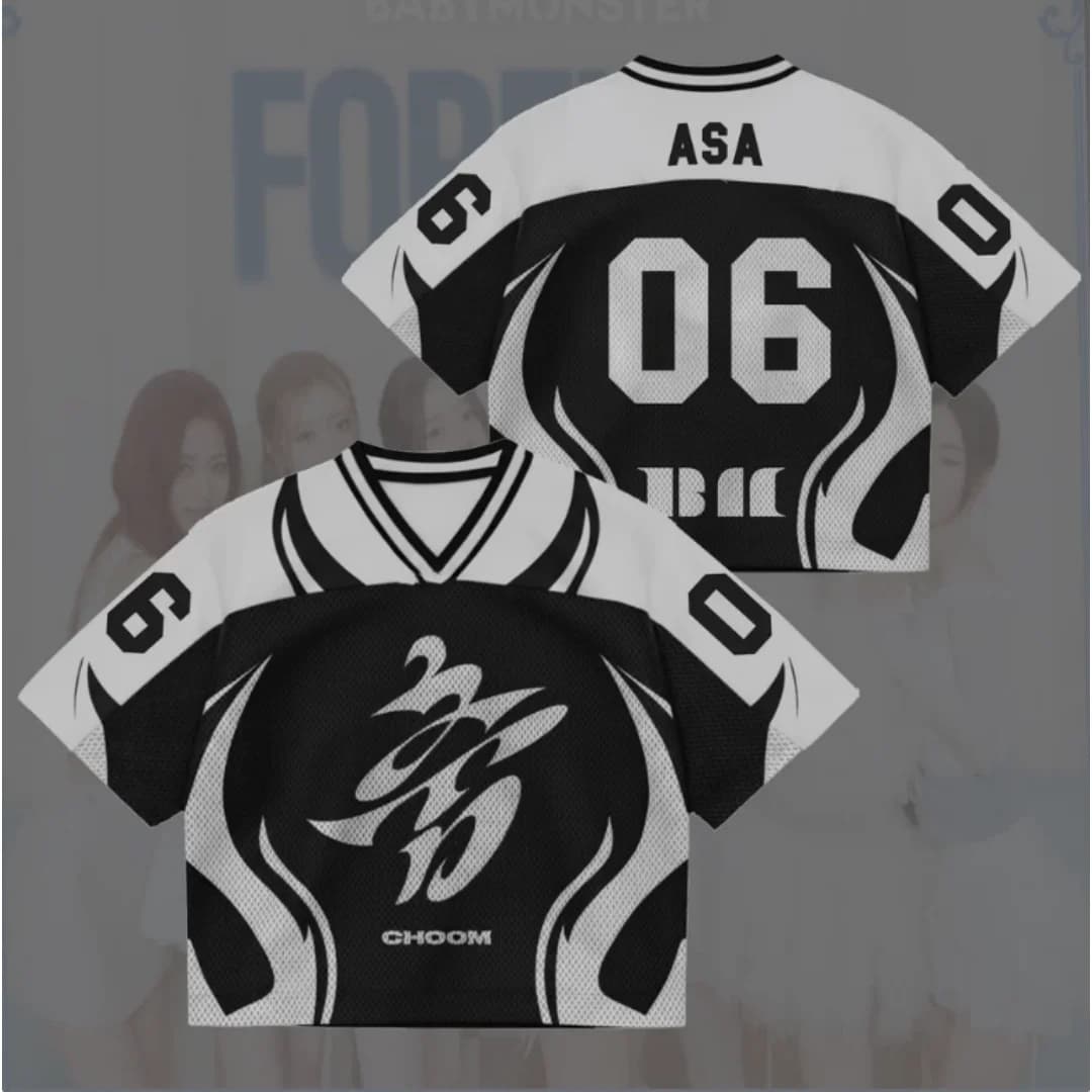 2026 Aes Rich Man Cropped Mesh Jersey KARINA WINTER Short Sleeve Top Breathable Streetwear Kpop Fans Women's Tee Kids Tshirt
