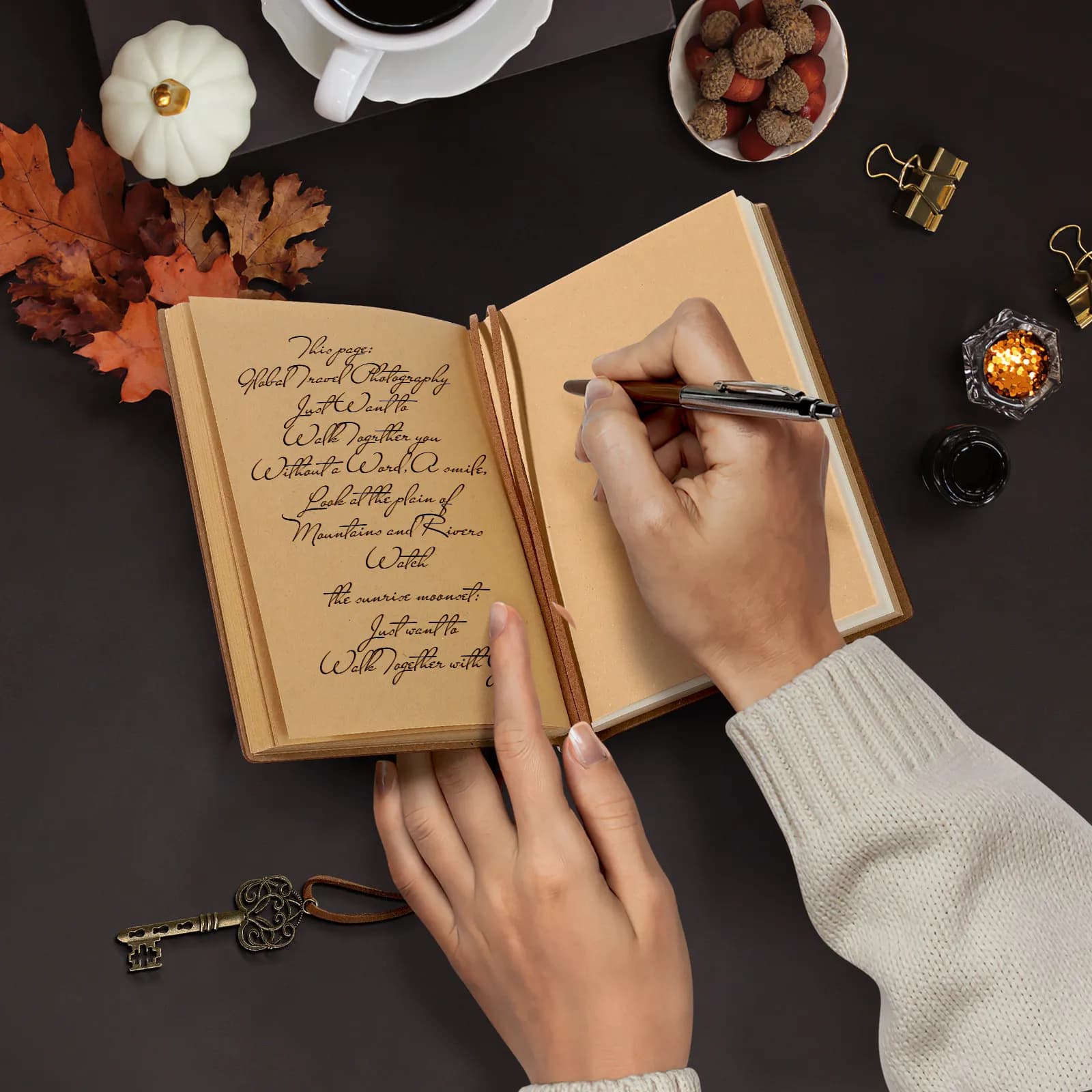 Classic Vintage Coffee PU Cover Blank Notebook 160 Sheets String Bound Travel Journal Diary Sketchbook