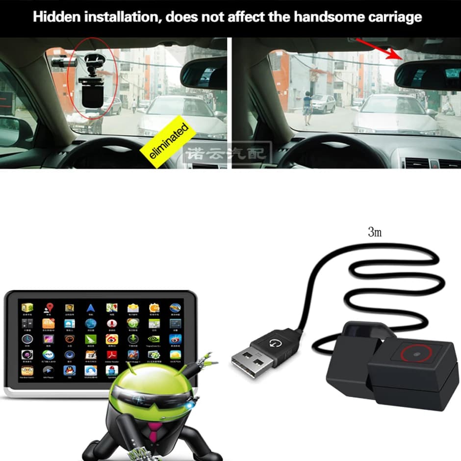 Telecamera DVR USB per Auto, Dash Cam, Telecamera di Retromarcia, Registratore Black Box Full HD per Android PC, Registratore di Guida Nascosto