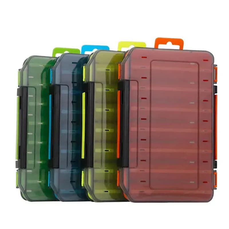 WEIHE High-strength fishing box thickened on two sides 14 compartments Containers for squid baits Fishing equipment boxes
