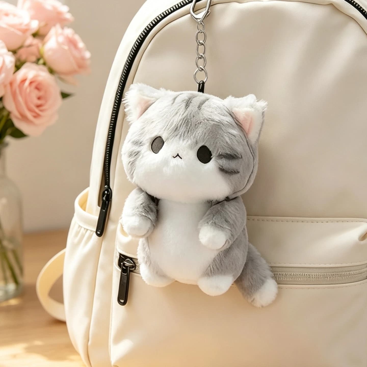 Portachiavi Gatto Peluche per Supporto Emotivo, Ciondolo Kawaii per Zaino, Antistress, Grazioso Pendente per Borsa e Zaino, Compagno Curativo