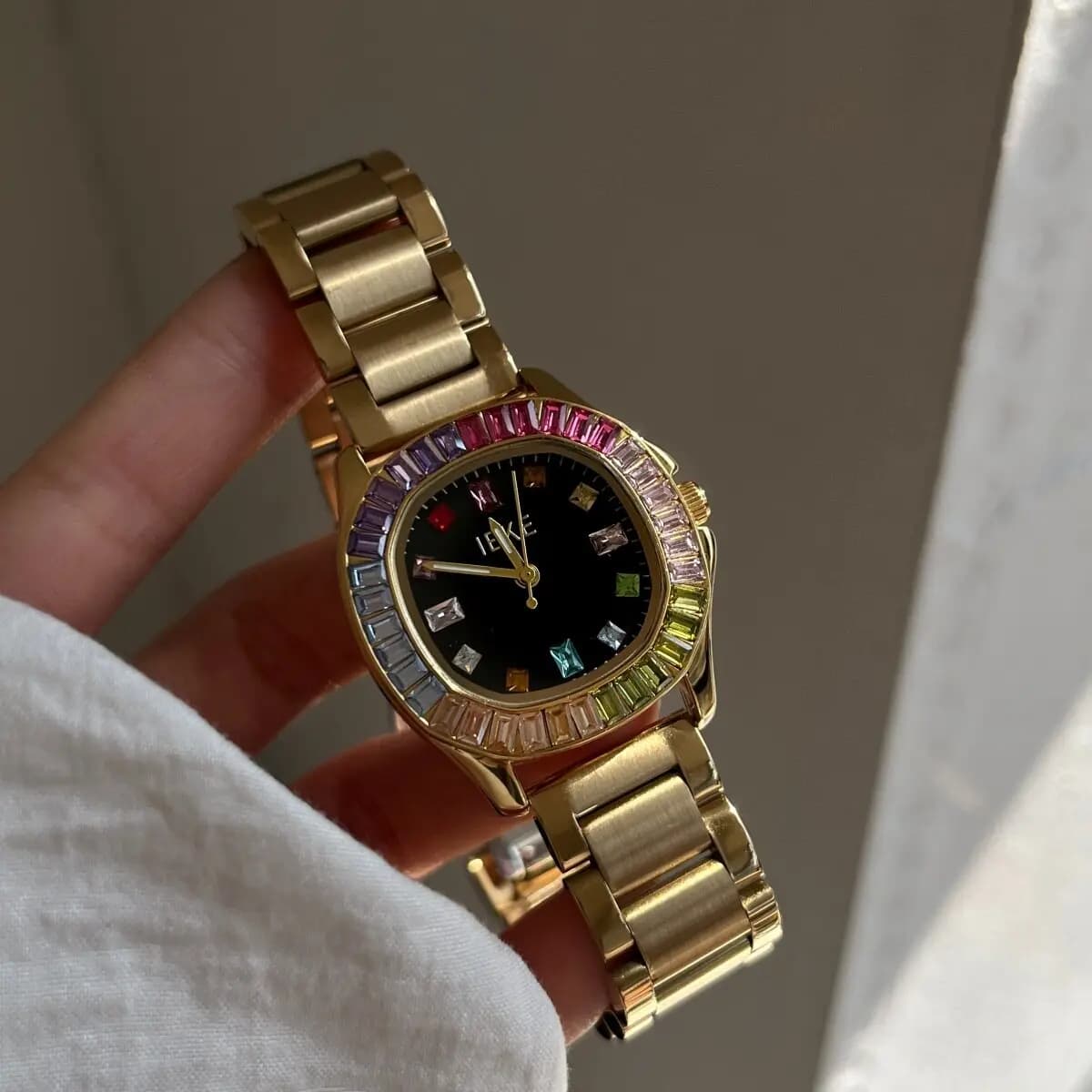Fashion Personality Temperament Colorful Rhinestone Square Dial watch For women girl Bracelet watch Jewelry accessories