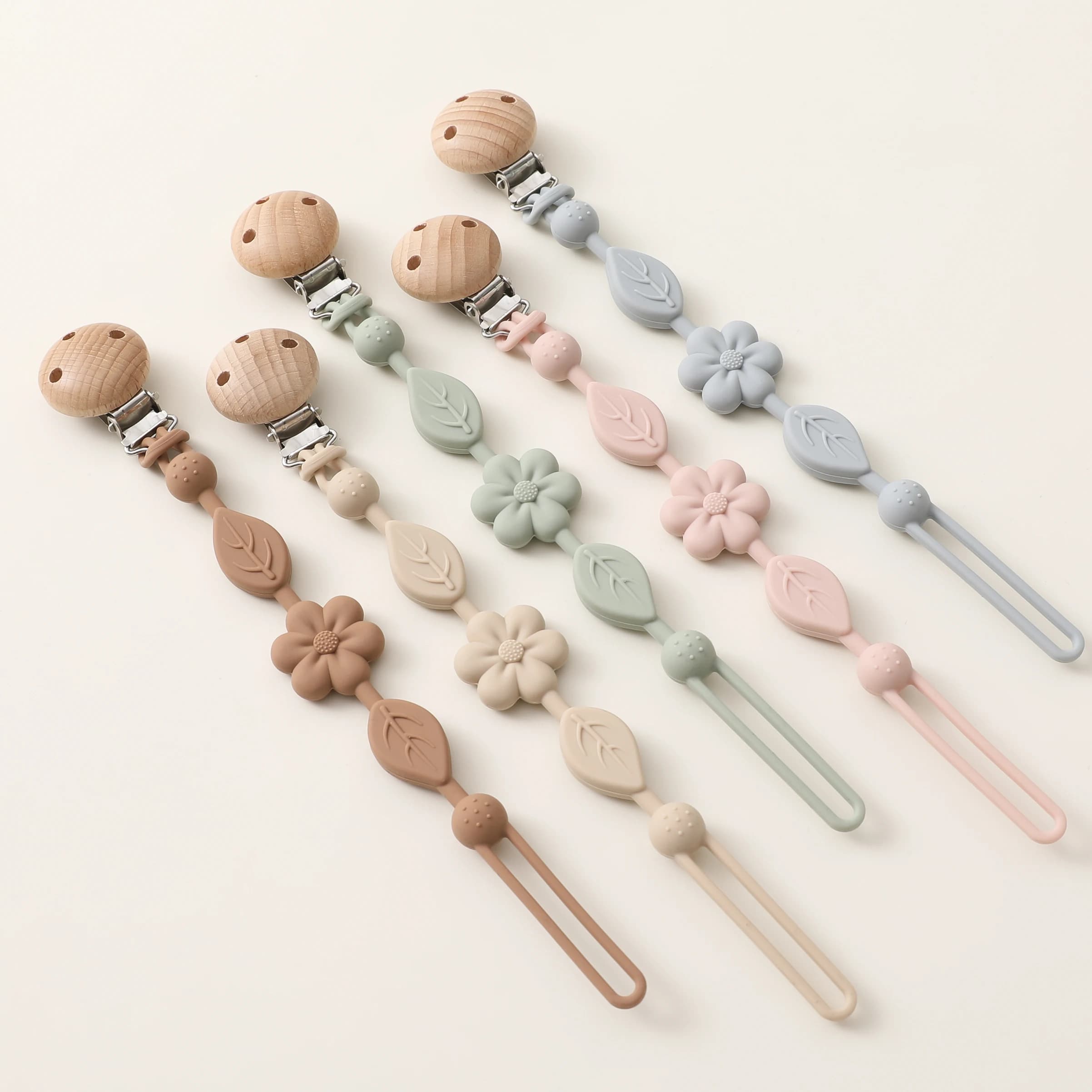 Catene per ciuccio in Silicone per bambini da 1 pezzo, supporto per ciuccio regolabile Anti-perdita di fiori per neonati, adatto per prodotti giocattolo per bambini