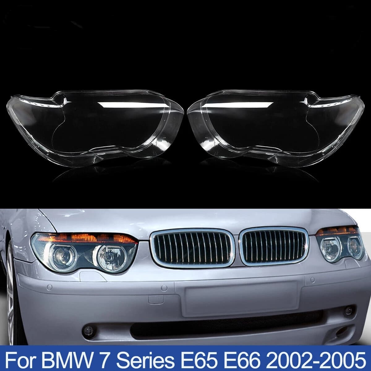 Coverage Front Headlight Sinistro/Destro for BMW E65 E66 E67 Series 7 2001 2002 2003 2004 2005 Transparent