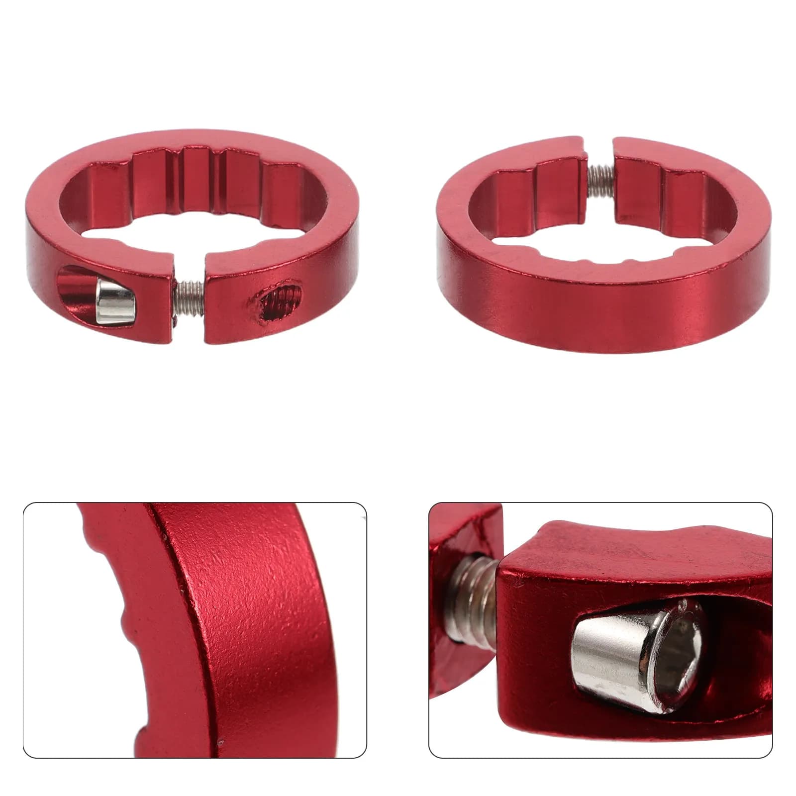 20 Pezzi Anelli di Bloccaggio per Manubrio Bici in Lega Rossi Antiscivolo Kit Morsetti Universali per Manubri MTB e Bici da Strada