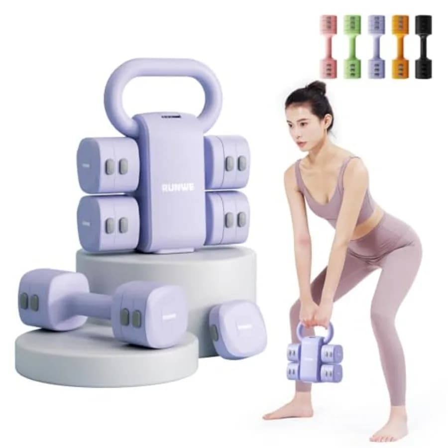 Set di Manubri e Kettlebell Regolabili Leggeri per Palestra Domestica - Set Pesi Liberi 4-in-1 con Convertitore Impugnatura Kettlebell 2.2/3.3/4.4/5.5