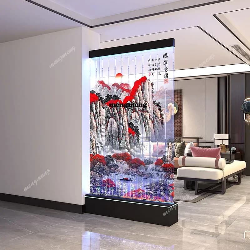 M138 water curtain wall flowing water ornament screen partition family living room balcony home landscape painting customization