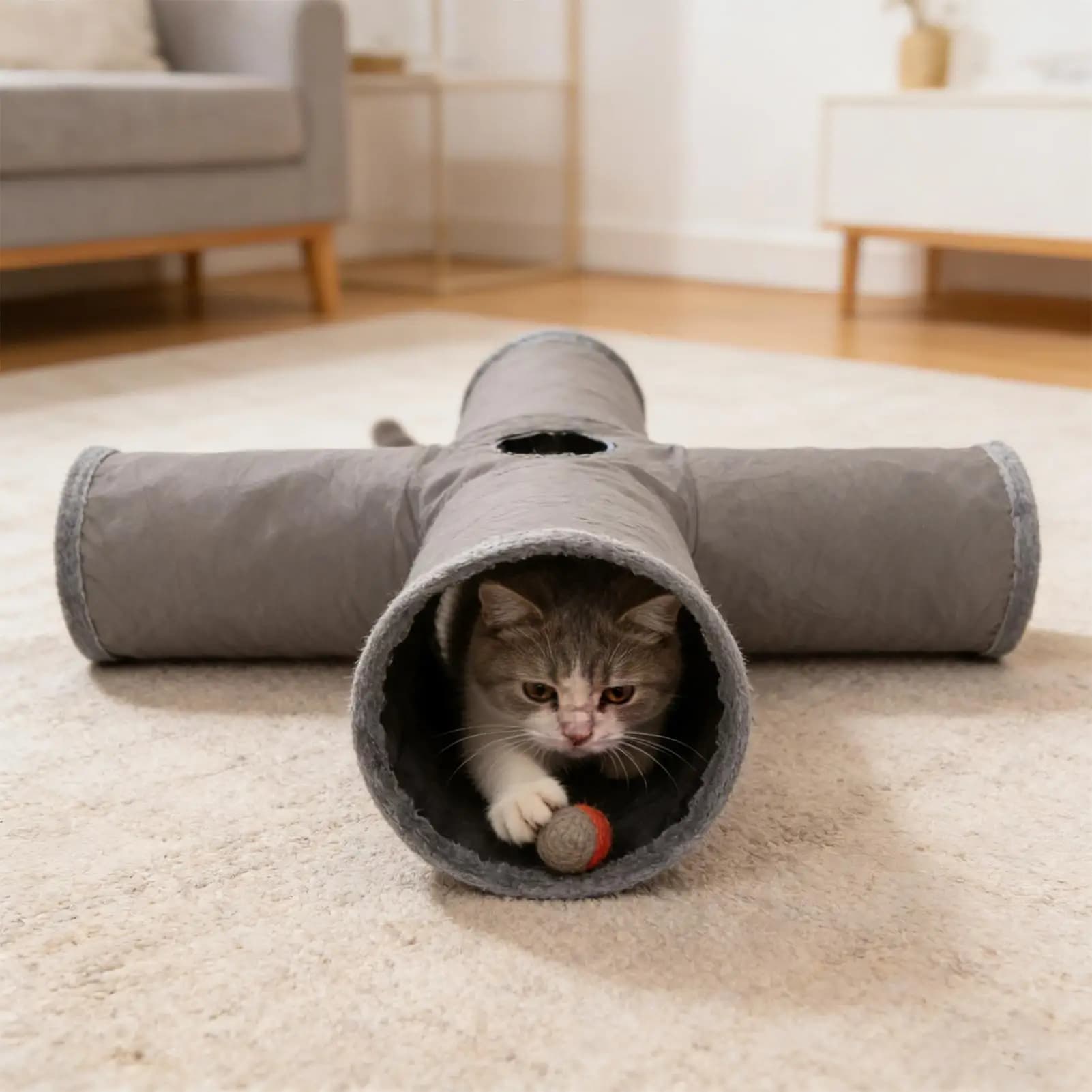 Tunnel per gatti da interno Labirinto Puzzle Tunnel da gioco flessibile pieghevole interattivo per gatti per gattini Animali domestici Natale Halloween Compleanno