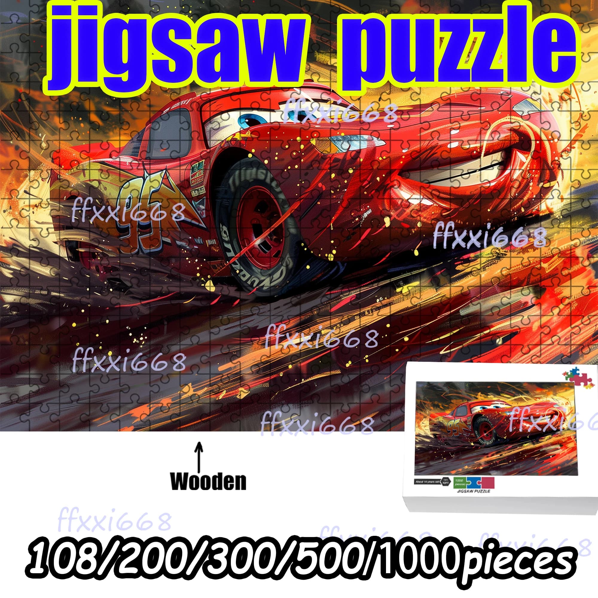 Disney Cars Red Lightning McQueen Jigsaw Puzzle 108/200/300/500/1000 pezzi Puzzle in legno Idea regalo