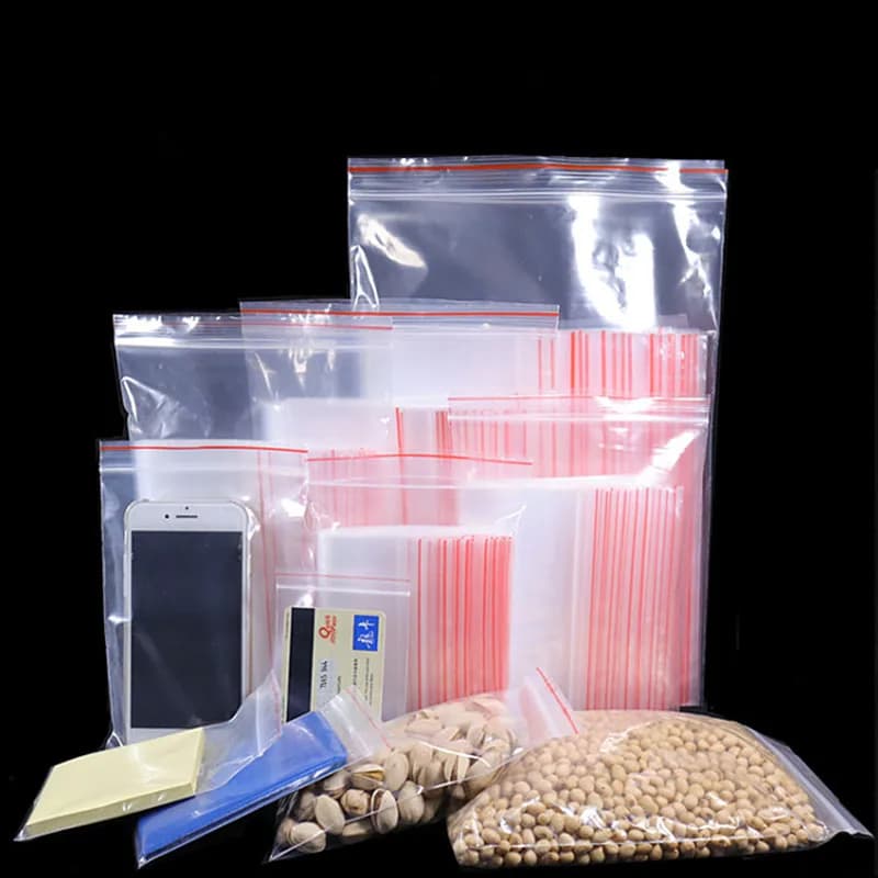 100 pz Generale 80 micron Trasparente PE Zip Lock Pack Sacchetto Richiudibile di Plastica Zucchero Caramelle Frutta Secca in Polvere Libri Regalo Biscotti Sacchetti