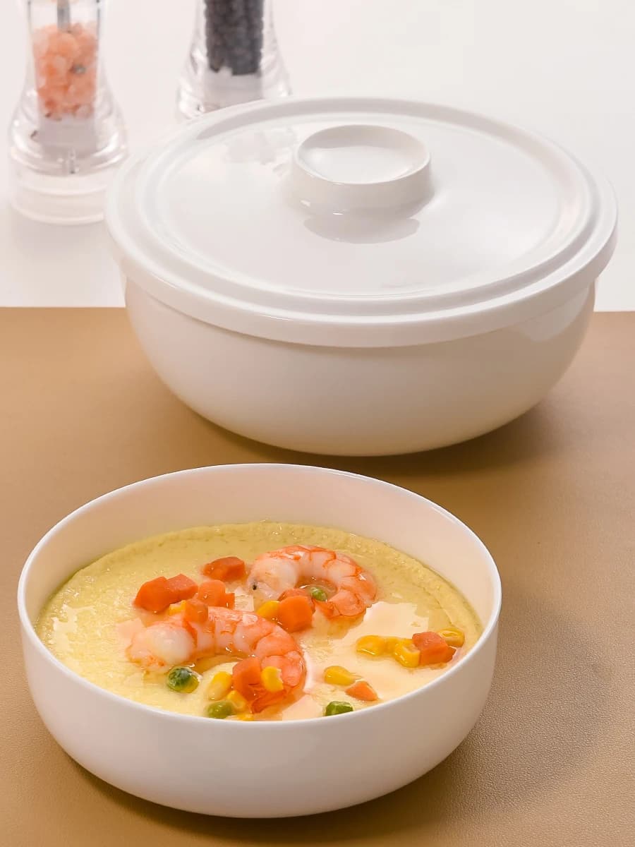 Longmei Cerc Steng Tray with Lid Bone China White Deep Tray Sted Vegetable Plate Home Use round ape Food Container