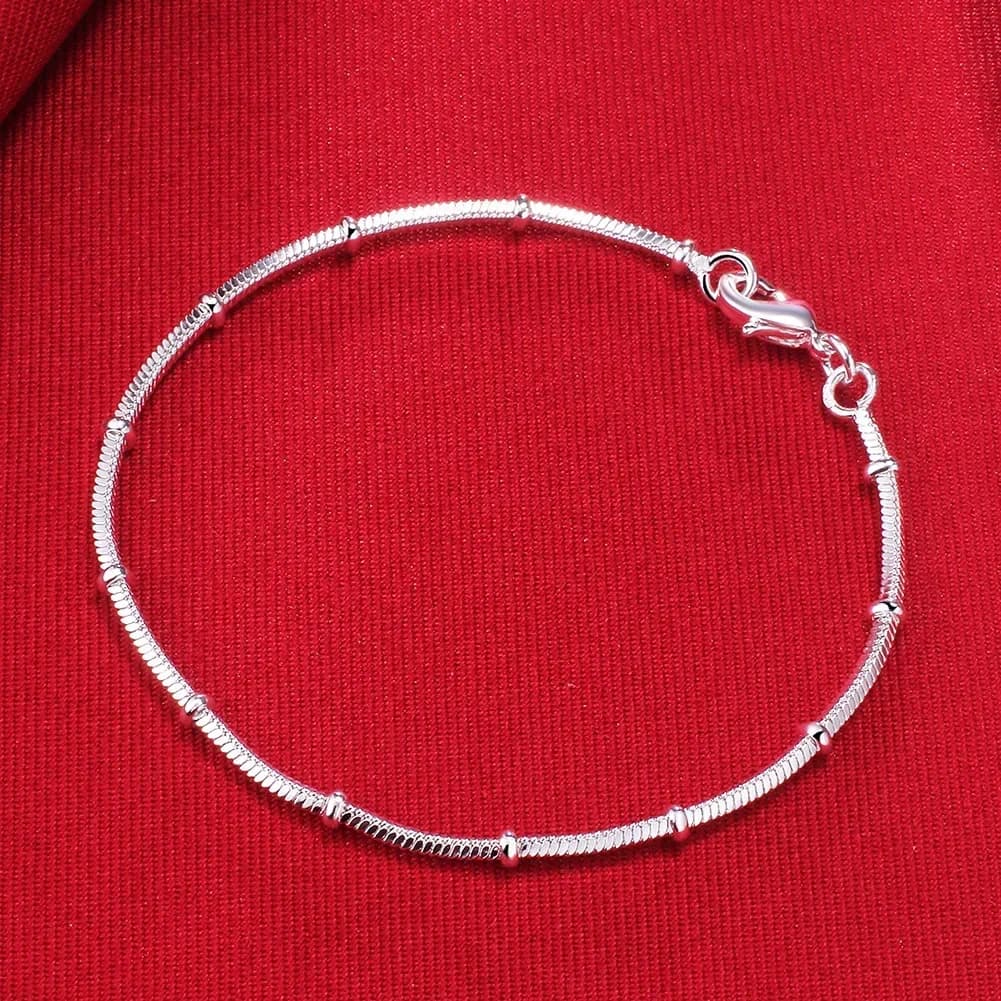 Nuovi braccialetti in argento sterling 925 per donna, catena con perline a forma di osso di serpente, gioielli alla moda per matrimoni, feste e regali di Natale.