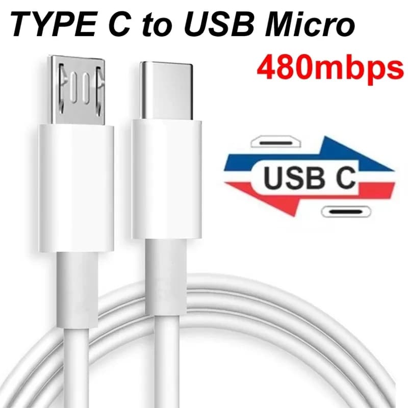 Cavo adattatore OTG per trasferimento dati da 0,3 m/2 m USB tipo C a Micro 5 V/2,4 A a ricarica rapida 480 Mbps per Samsung Xiaomi Huawei MacBook Pro
