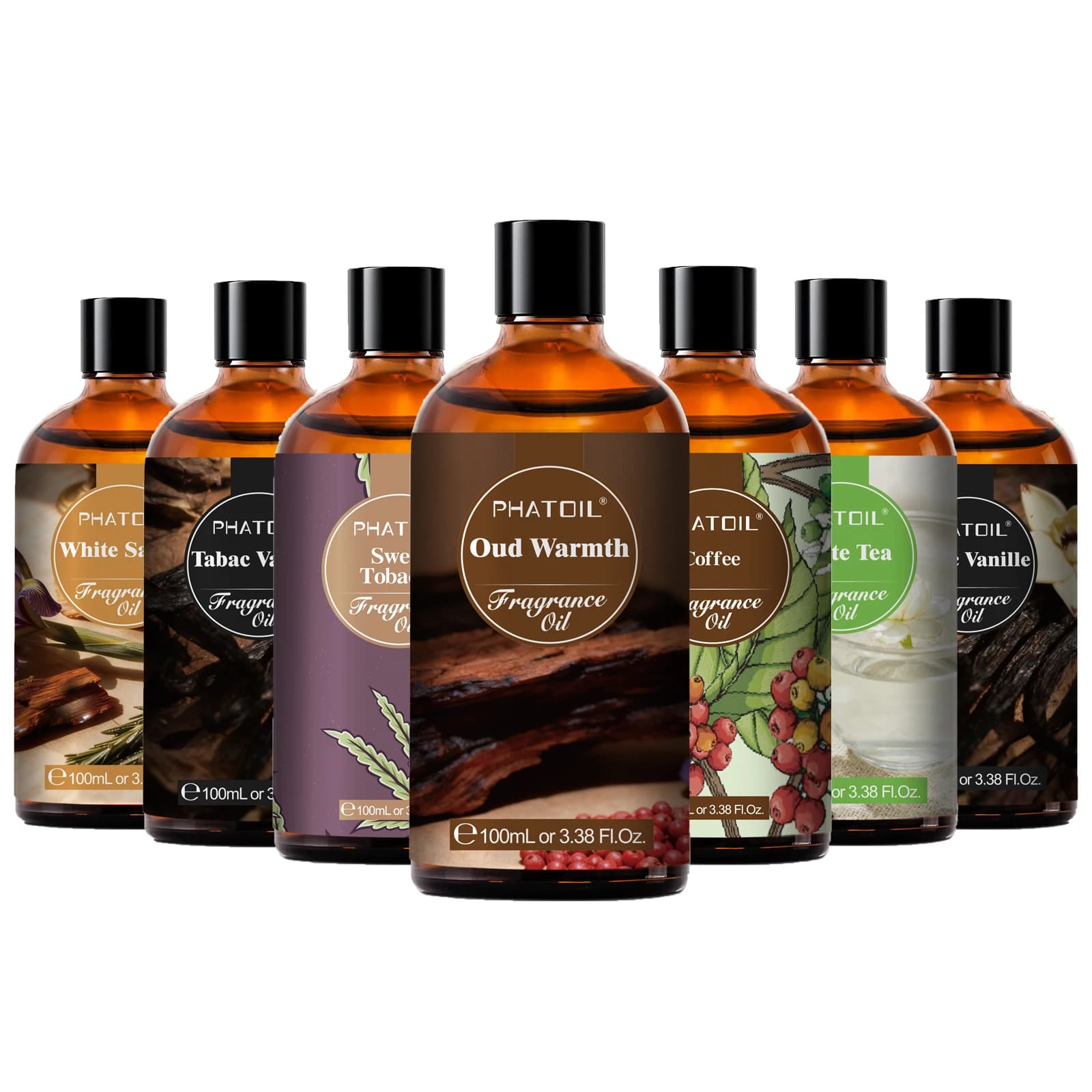 PHATOIL 100ml Oud Calore Olio Fragranza Per Diffusore Aromaterapia Bianco Santa Legno di Teak Vaniglia Ambra Magnolia Giapponese Oli Aroma