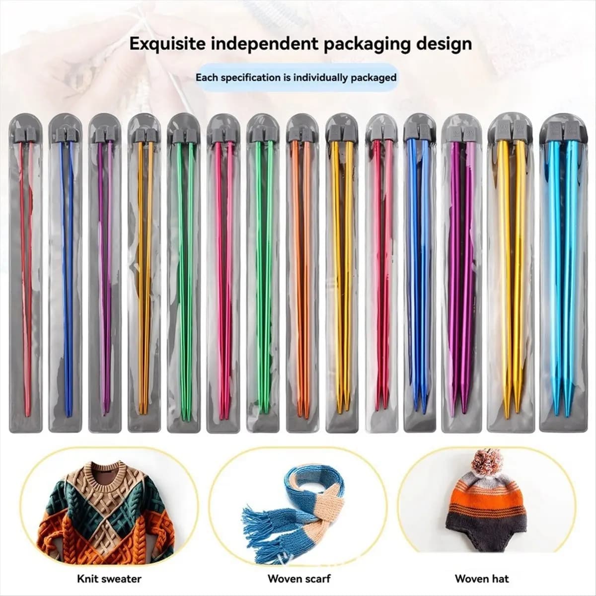 Y17A 14PCS Stainless Steel Knitting Needles Set Pointed Needles Knitting Crochet Supplies for Beginners Handmade(2-10mm) 35cm