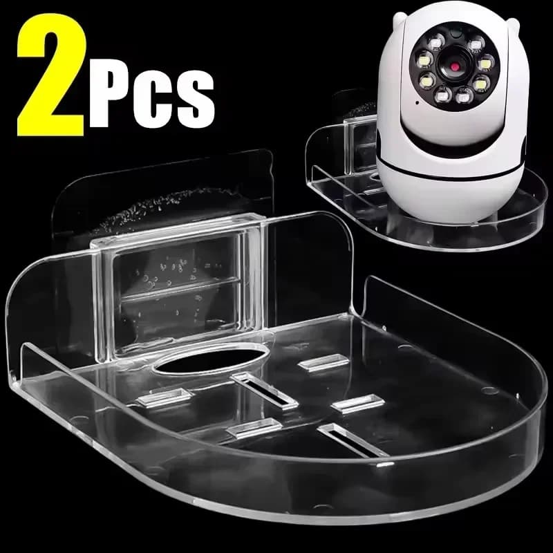1/2Pcs Self Adhesive Security Camera Wall Mounting Bracket Punch-Free Acrylic Surveillance Camera Holder Shelf for Baby Monitors