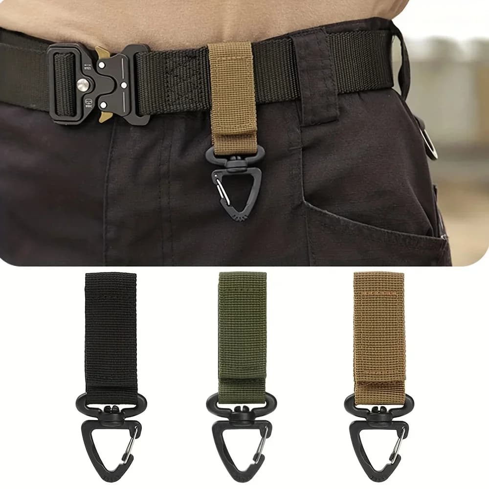 Outdoor Camping Hiking Tactical Gear Nylon Strap Backpack Keychain Triangle Backpack Belt Pouch Fastener Hook Buckle