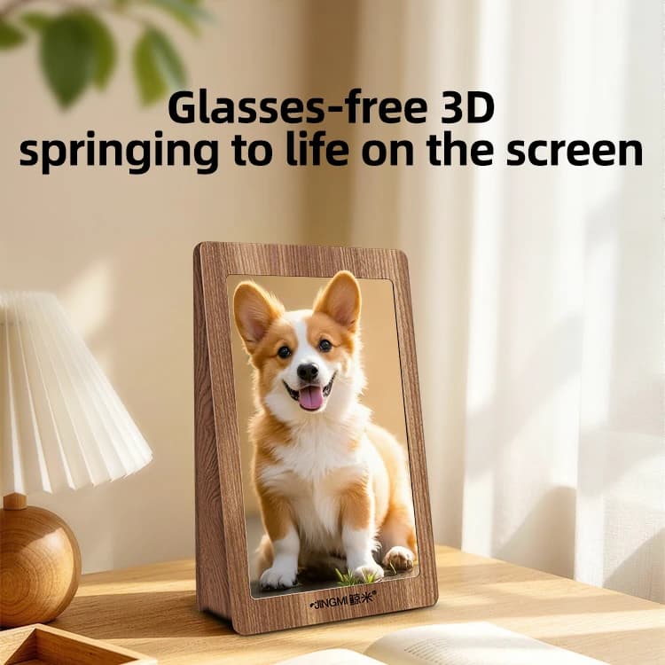 3D Digital Photo Frame 10.1" Wood Frame Ultra HD Touch Screen High Brightness Multi-View Smart Cloud Holiday